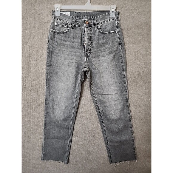 Gap Cheeky Straight Leg Ankle Jeans Womens 28 6 Gray Button Fly Raw Hem - Picture 1 of 9